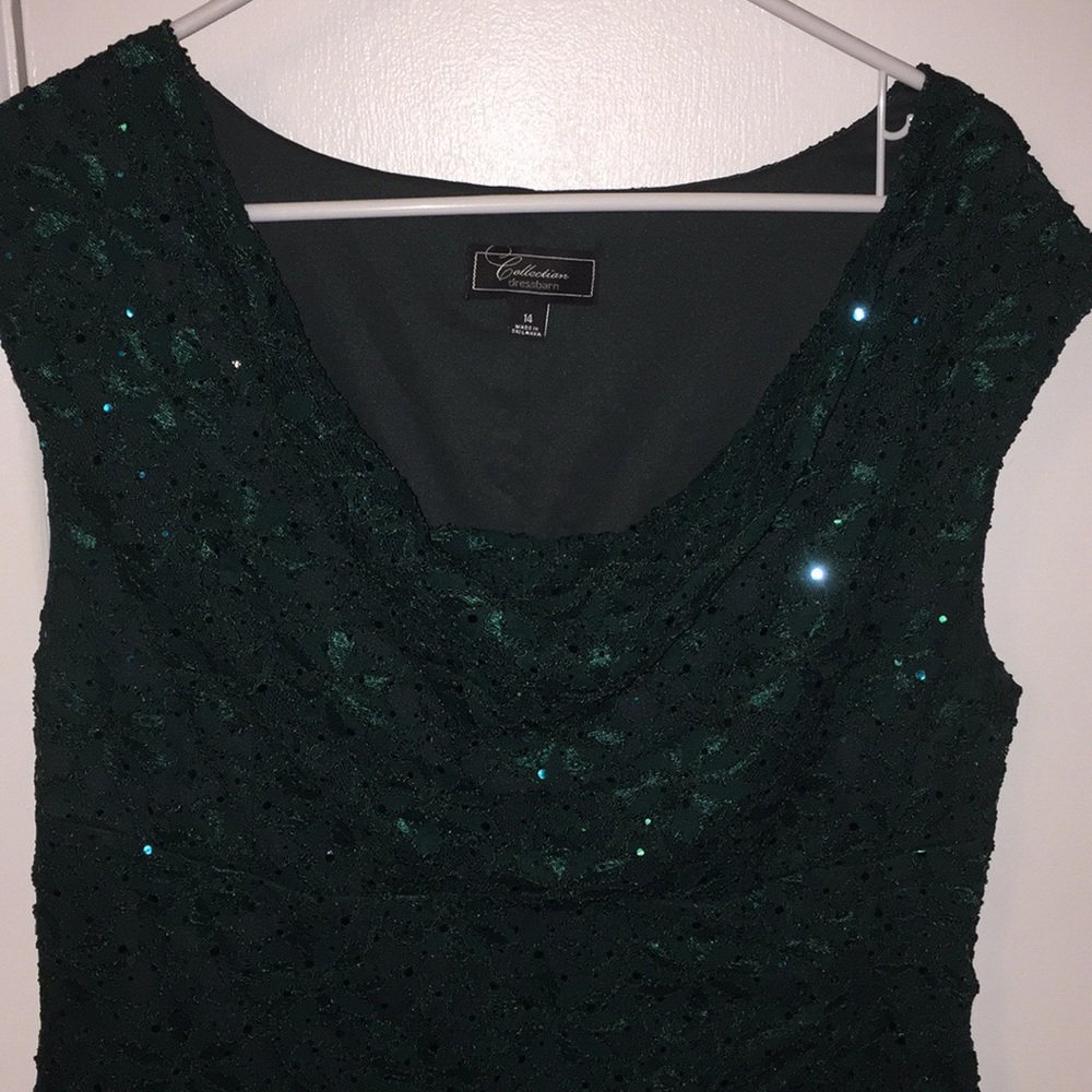 Emerald Green Lace Sequin Dress